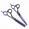 6.0" Napson HD-04 Black Purple Hairdressing & Barber Scissors Set - Straight & Thinning Scissors