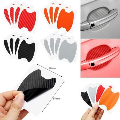 4 stuks Koolstofvezel Beschermfolie Waterdichte Auto Deur Sticker Duurzame Auto Deurhendel Stickers