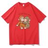 Punch Monkey T-Shirt Niedlicher Babyaffe mit Plüschtier Grafik-T-Shirts Emotionales Geschenk Tierliebhaber Reines Baumwoll-Oberteil Damen Herren