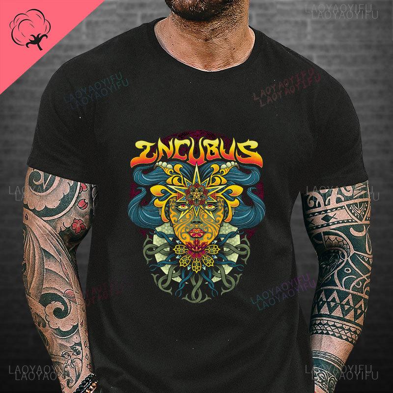 Summer Men Cotton T-shirt INCUBUS Band Logo and Octopus Shirt TOUR Inspired Design Street Wear Unisex Funny Print Tops
