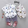 Summer Korean Style Baby Toddler Cartoon Two-Piece Set: Triangle Short Sleeve and Shorts