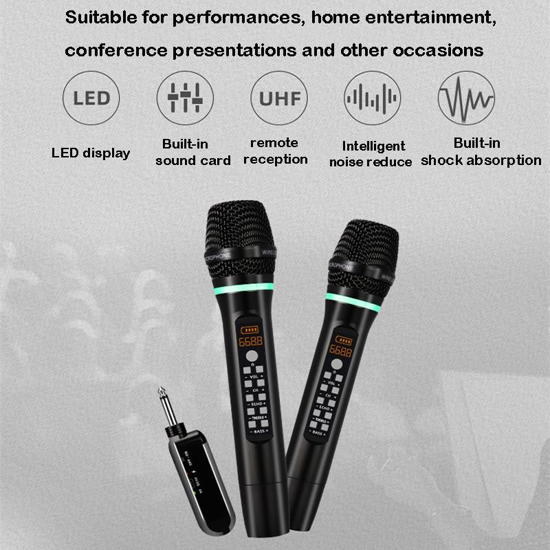 Professional Wireless Microphone Handheld Bluetooth Karaoke Mic Recording Studio Home Party Singing for Car Speaker Church Show