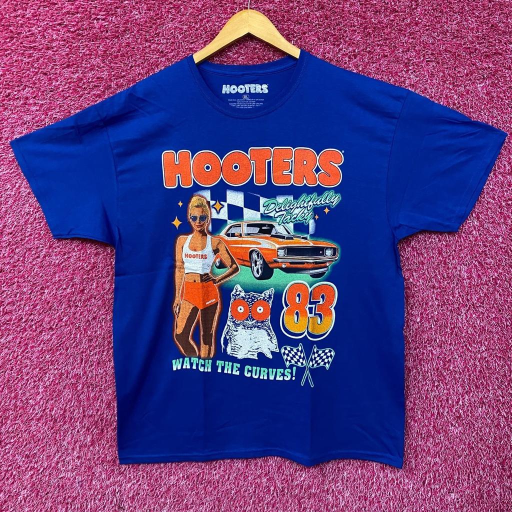 Hooters Delightfully Tacky Racing 83 Watch The Curves T-shirt