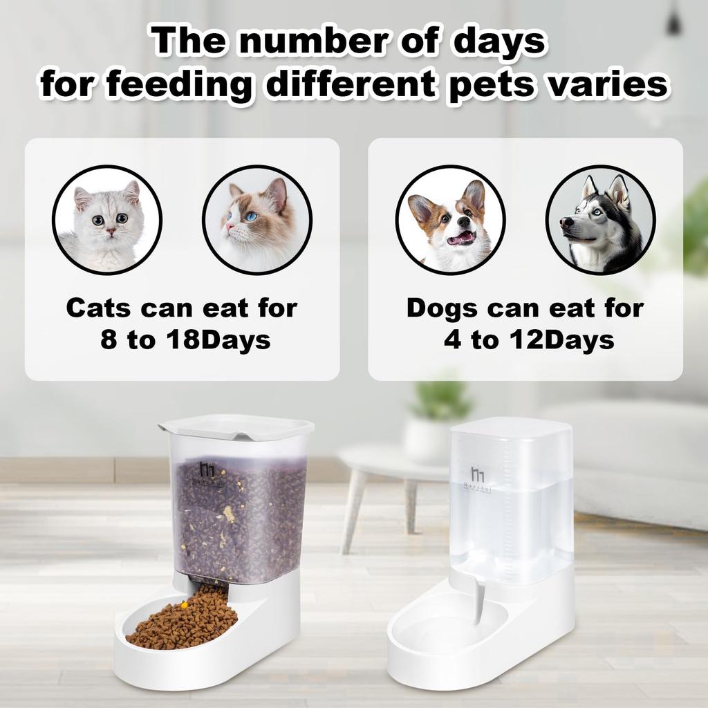Marchul Automatic Cat Feeder Large Capacity Pet Food Pet Water Fountain and Automatic Cat Feeder Set for Dogs and Sun Protection and Freshness for