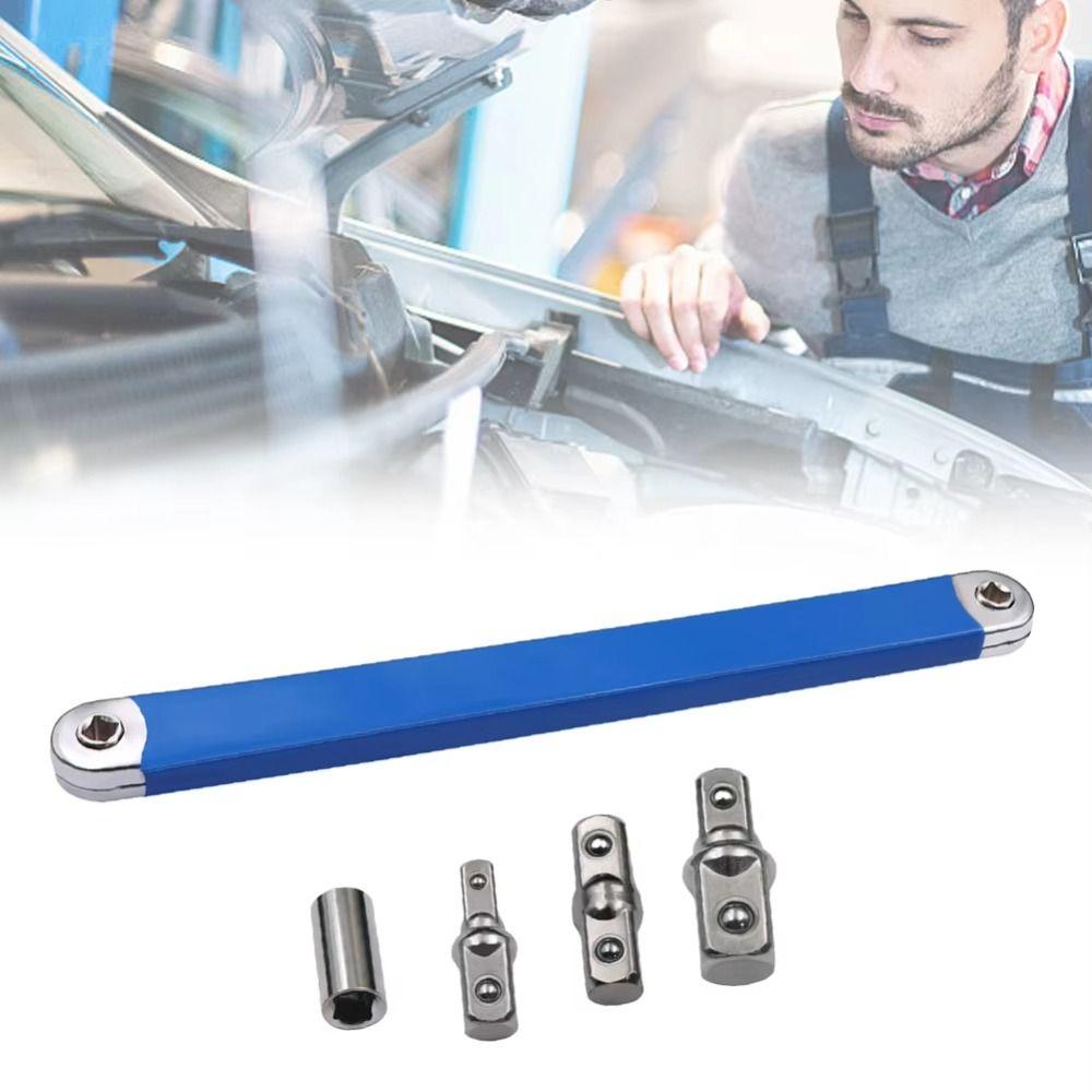 4 Adapter Extension Wrench Tight Space Tool 1/2" 1/4" 3/8" Professional Offset Extension Wrench Socket Hand Tool