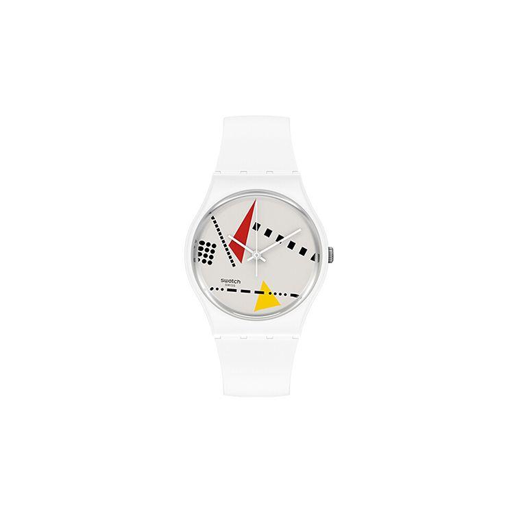 Swatch Quartz Movement Classic Retro Trend Unisex Watch 34Mm White Dial Bioceramic Case Bio-Based Material Strap Unisex watches SO31W106 SO31W106