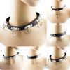 Punk Gothic Black Faux Leather Choker Cross Spike Nýt spona límec náhrdelník