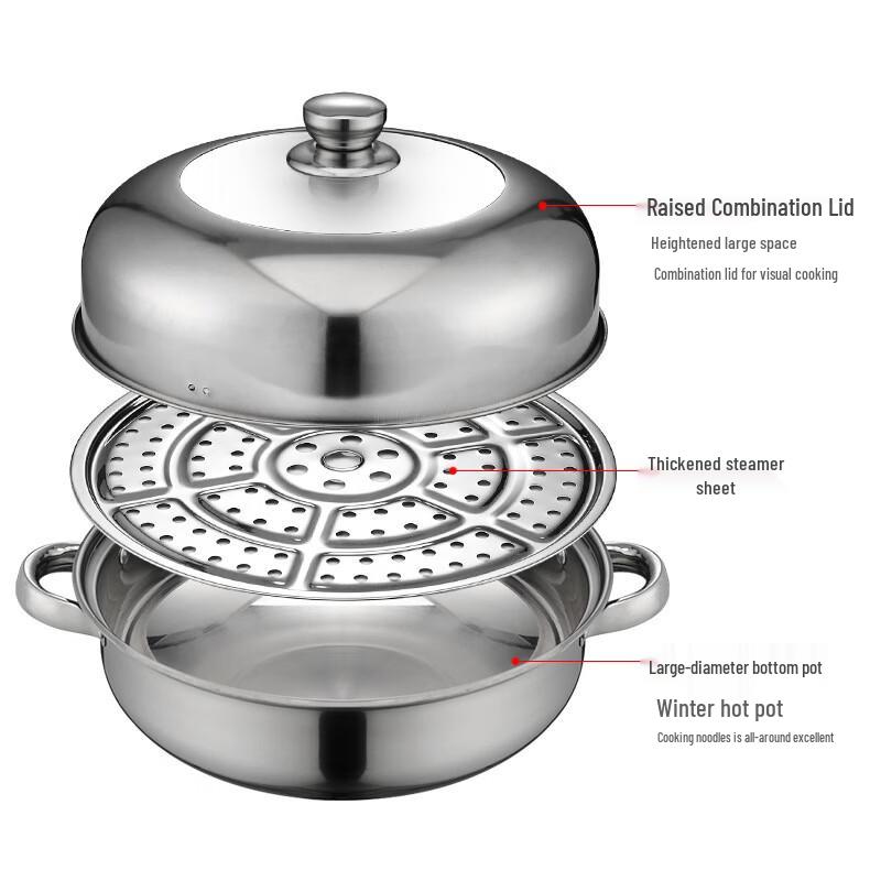 28cm 316 Stainless Steel Steamer & Soup Pot