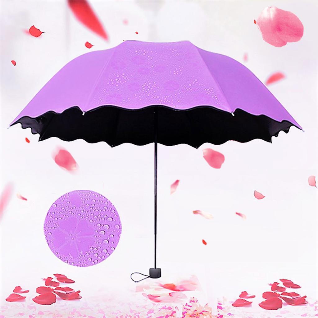 Creative Umbrella Water Flowering Umbrella 3 Folding Sun Rain Umbrella Windproof Manual Umbrella for Women Outdoor