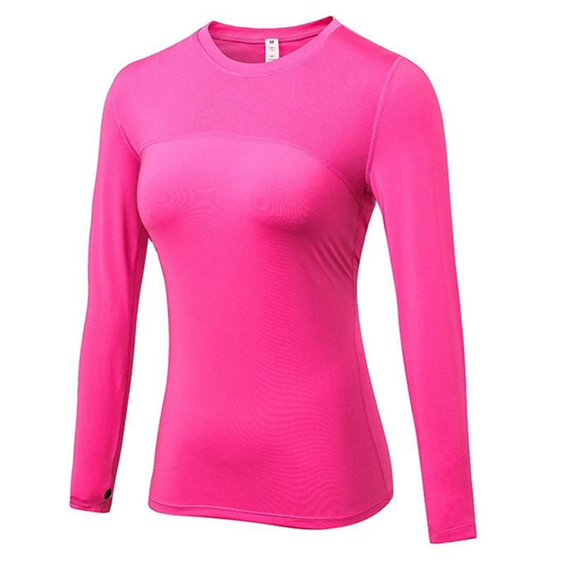 Women's Tight PRO Fitness Running Yoga Sports T-shirt Sweatwicking Quick Drying Mesh Panel Elastic Long Sleeve Top