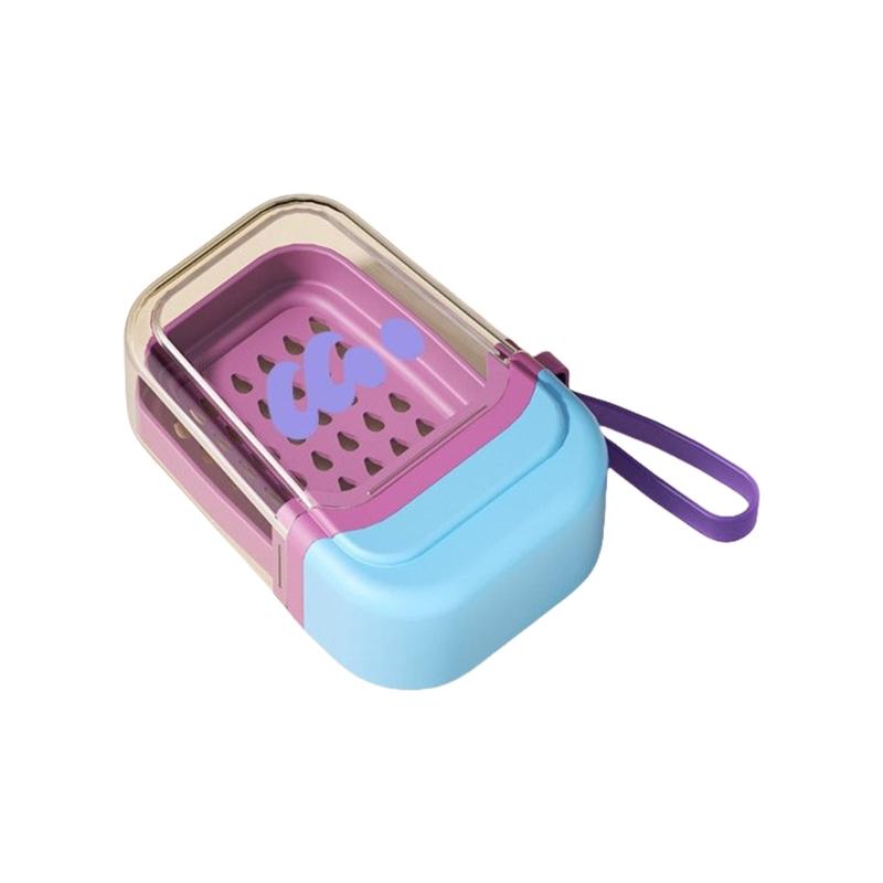 

Mini Travel Soap Case Leak Proof Double Layer Design With Drainage For Camping Gym Portable Bathroom синій