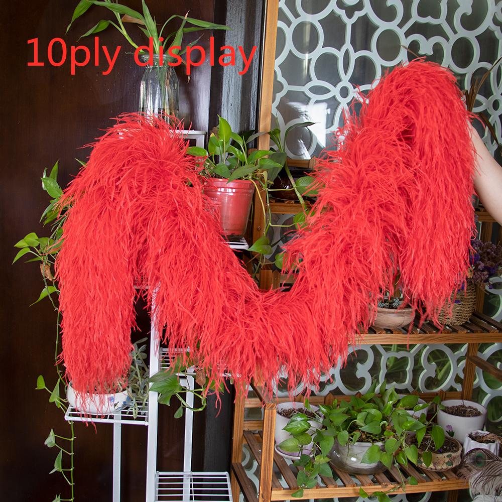 DIY 1 3 6 10 20Ply Natural Ostrich Feathers Boa 2 Meter Fluffy Ostrich feather Shawl for Wedding Party Dress Sewing Decoration Scarf