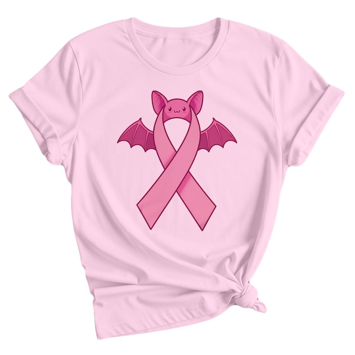 

Pink Bat Ribbon Breast Cancer Awareness Womens 100% Cotton T-shirt Mens Tees Top Support Tee XL