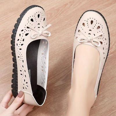 Dames uitgesneden leren schoenen en sandalen zijn ademend