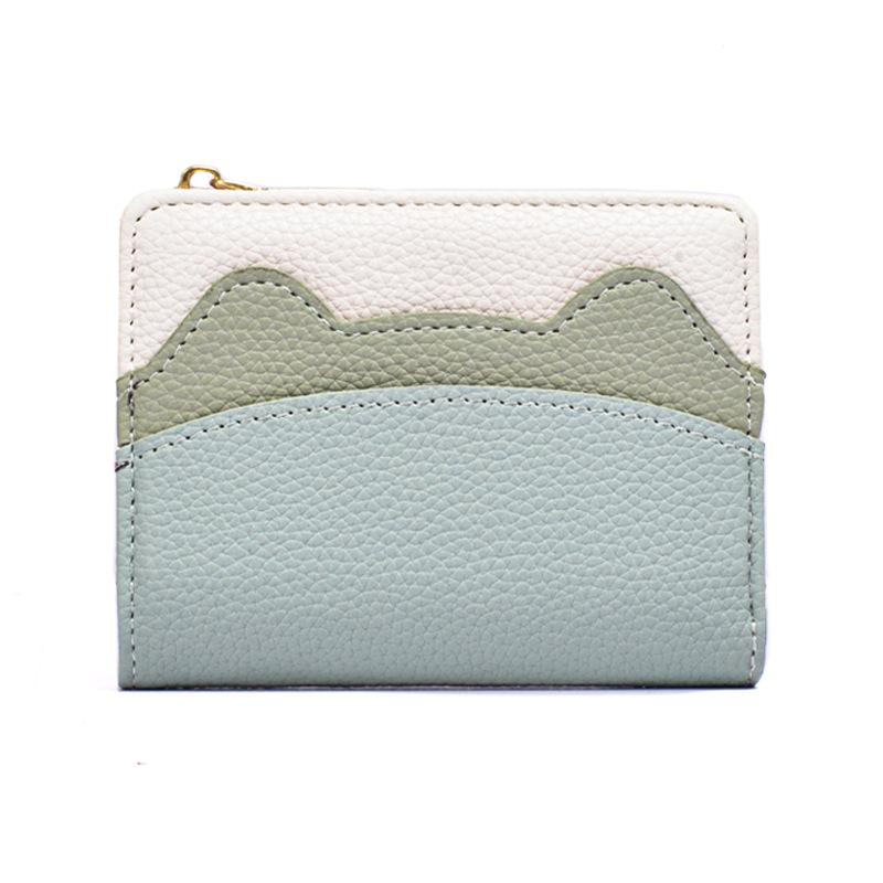 Fashionable Korean-style Women's Wallet  Multi-functional Mini Card Case  Small Student Thin Design  Cute Color-blocking Coin Purse