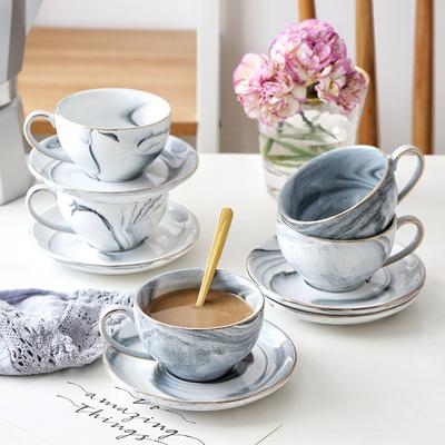 Simple Marble Nordic Style Ceramic Afternoon Tea Coffee Cup Dish Flower Tea Cup Water Cup Milk Cup