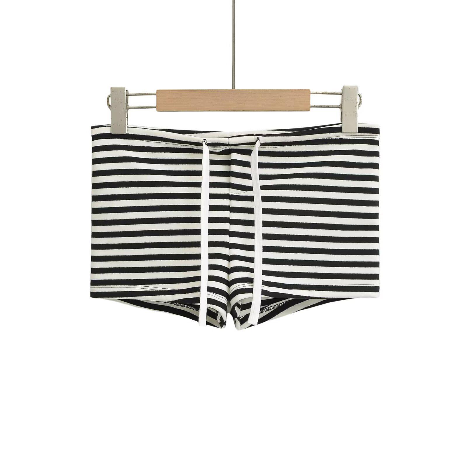 

Женские облегающие шорты с полосками и низкой посадкой, облегающие бедра, весна/лето 2025 Large чёрный