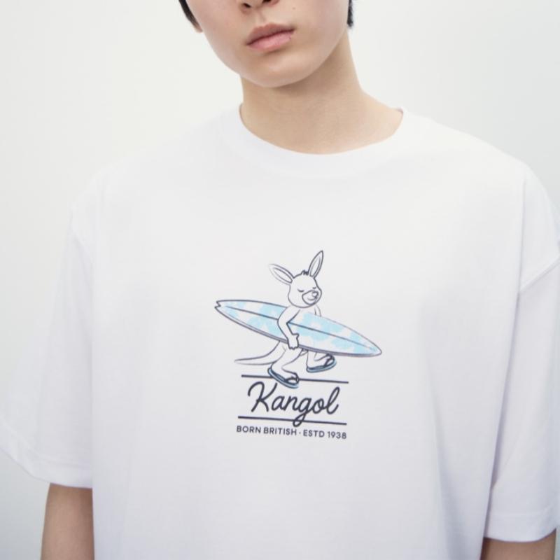 KANGOL Surf Graphic T shirT 2825 whiTe