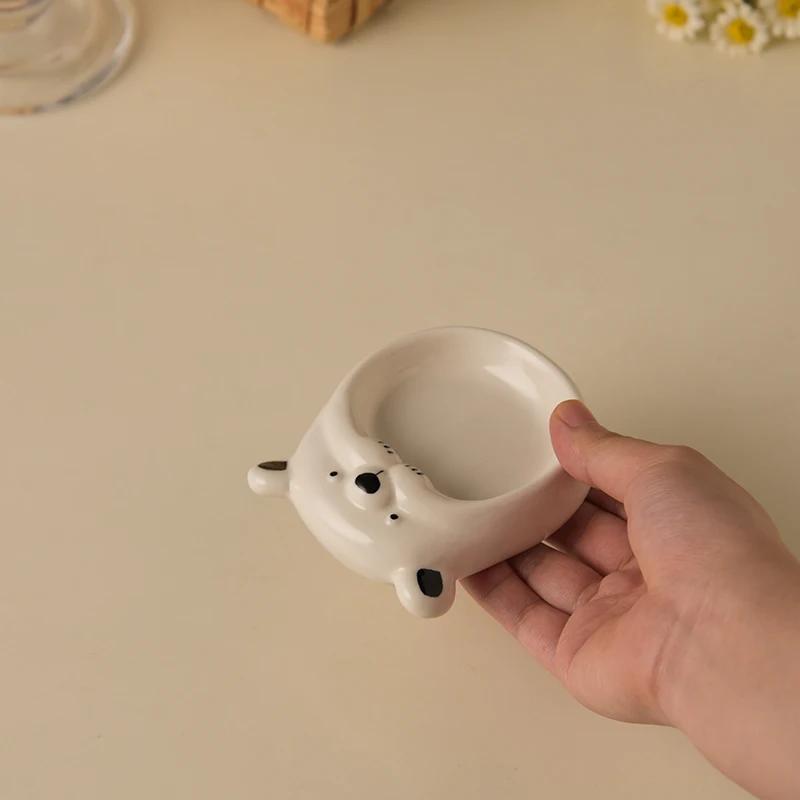 Ceramic Small Flavor Plate Cute Little Dog Sauce Plate  Butter Small Plate  Mini Sushi Soy Sauce Dipping Bowl