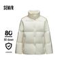 Semir Women's 2024 Winter Color-Block Stand Collar Short Down Jacket