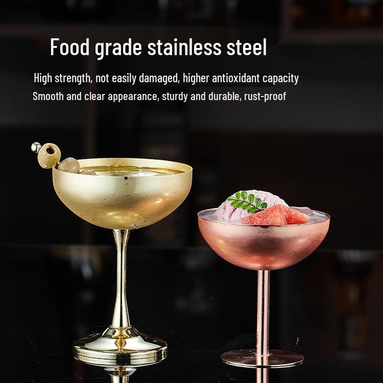 Creative High-Stemmed Stainless Steel Cocktail and Ice Cream Glass