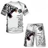 T Shirt & Shorts Sets 2piece Suit for Mens Animal Pattern Print Short Sleeve Tracksuit Leisure 3D Polyester Man's Set