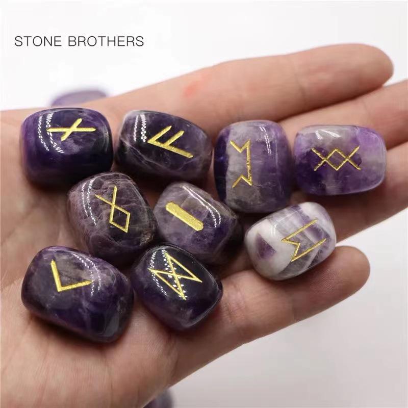 Natural Crystal Rune Set with 25 Irregular Stones