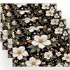 4pcs/6pcs Autumn Elements Thanksgiving Halloween Holiday Decor Linen Placemats with White Flower Pearl Black Golden 2D Flat Pattern Print. Gorgeous