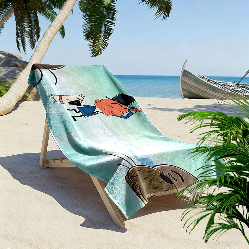 Mr. Magoo Print Beach Towel, Large Soft Quick Dry Towel for Beach Camping Swimming
