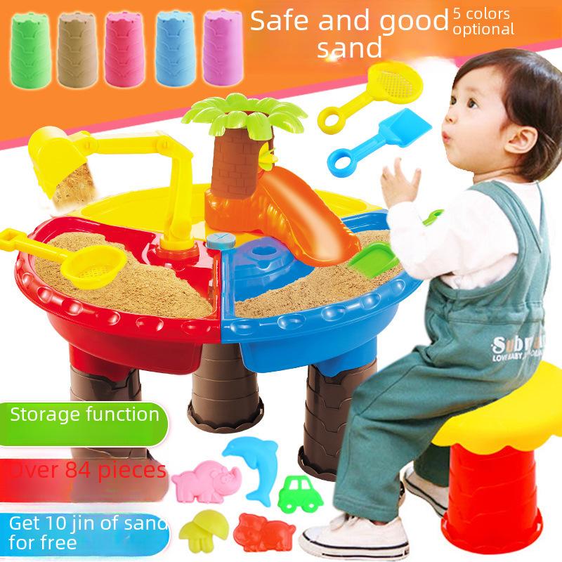 Table Beach Childrens Sand Pool Set Indoor Baby Water Dredging Tool Gift Box