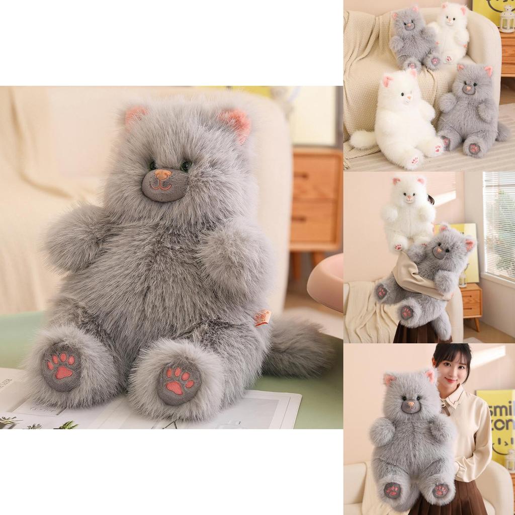 Adorable Long Haired Cat Plush Doll Soft Stuffed Animal Toy For Girls Birthday Gift