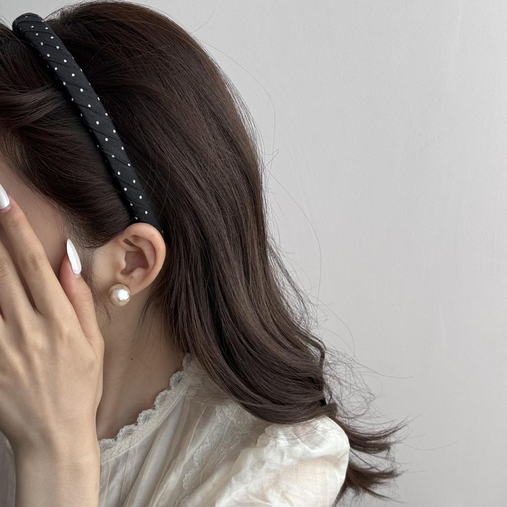 Niche Design Black Polka Dot Retro Headband Women Girls Hair Bands Elegant Hairband for Daily Versatile Korean Hair Accessories