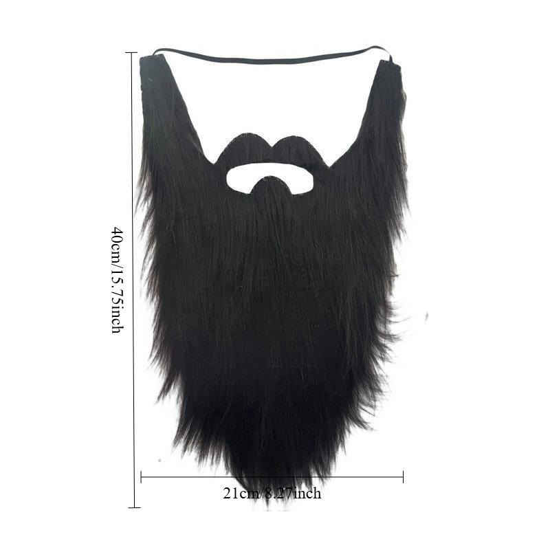 

1 шт. Искусственная борода Санты, усы, длинные бакенбарды из плюшевой ткани для праздничной вечеринки, танцевального выступления, ролевых игр, фотореквизит чёрный