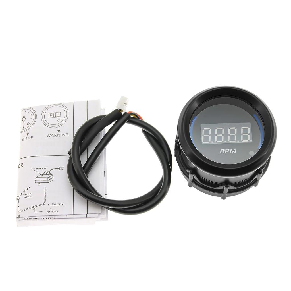 52mm Car Digital Water Temp Oil Pressure Tachometer Oil Temp Turbo Boost Kpa Gauge Voltmeter EXT Meter Gauge Blue Ambient Light