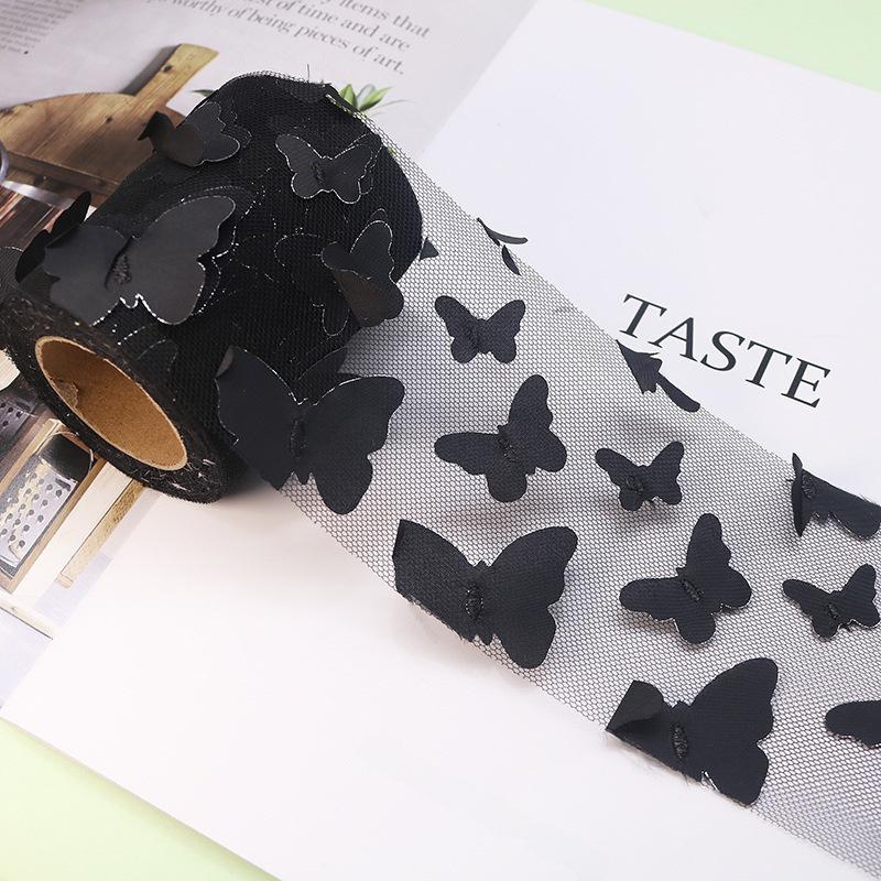 10-Yard 3D Embroidered Butterfly Tulle Ribbon for DIY Bows, Kids' Skirts, Shoe and Floral Decorations