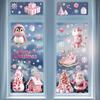 Pink Christmas Wall Stickers Christmas Trees Christmas Wooden Houses Static Stickers Festival Party Decor Glass Stickers