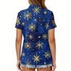 Women's Fashion Casual Lapel Short Sleeve Christmas Print Shirt Women's Button Up Tops