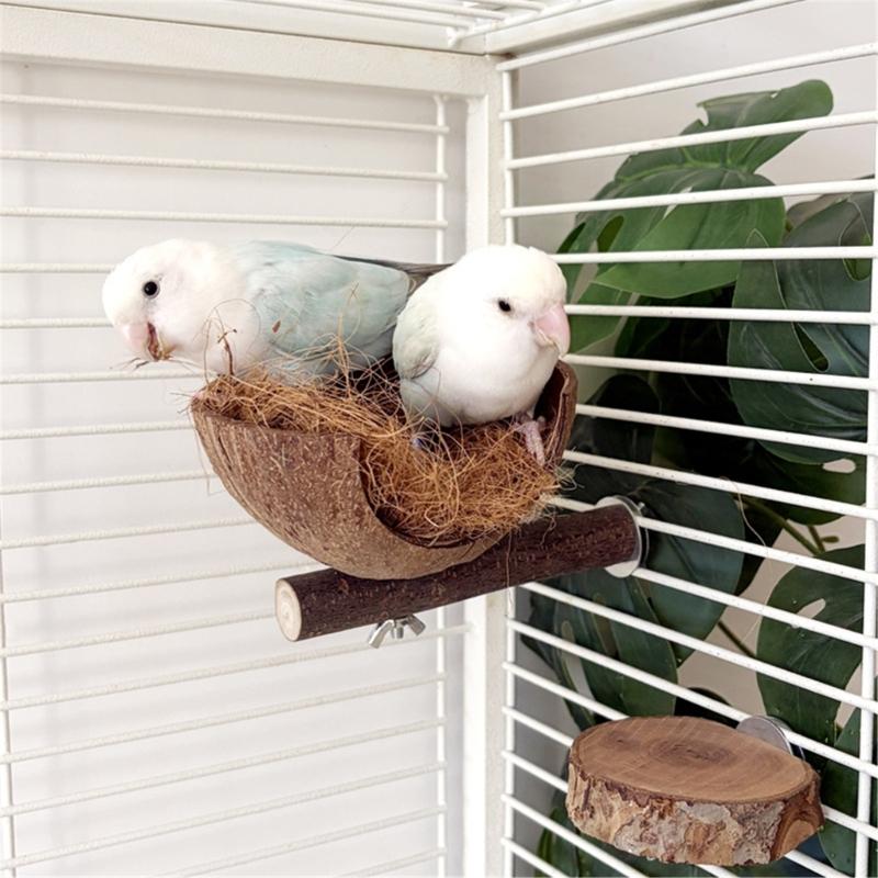 Kokosnussschalen Vogelnesthütten Kleintierhaus Haustierkäfig Lebensräume Dekoration Atmungsaktiv Kokosnussschale Vogelkäfigzubehör