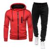 Spring and Autumn New Men's Casual Sports Straight Zipper Cardigan Hooded Sweater Set Fashion Trend
