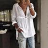 Women Casual Loose Fit Long Sleeve Button Pullover Top Relaxed Fit Blouse Lightweight Comfortable Tunic Shirt for Daily Wear