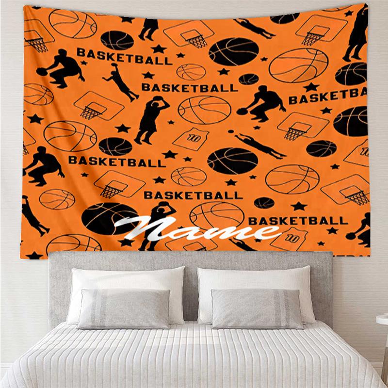Custom Name basketball Print Tapestry, Backdrop, Easy Setup, Ideal for Bedroom, Office & Living Room, with Aesthetic Wall Hanging Decor.