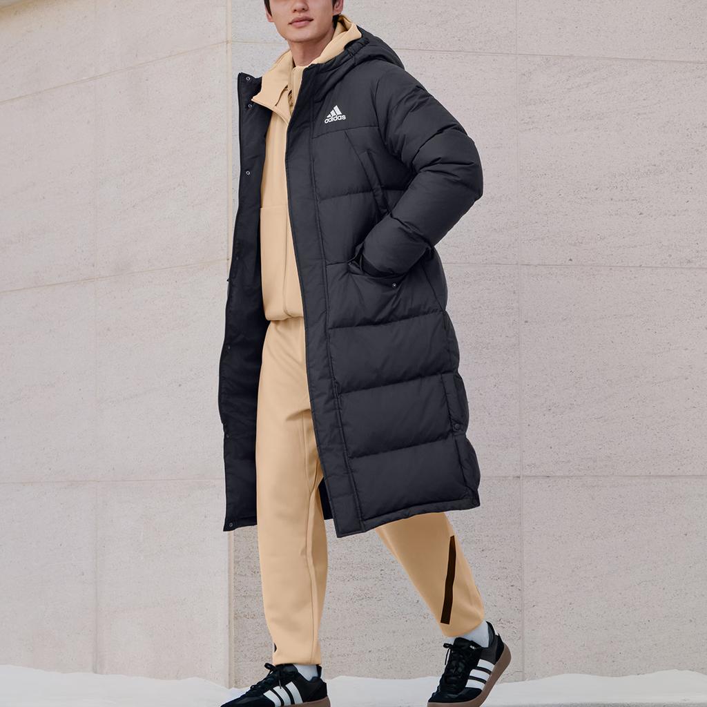 Adidas 3 Stripes Water-Resistant Warm Hooded Long Zipper Parka Duck Down Jacket Unisex Jackets KE5405