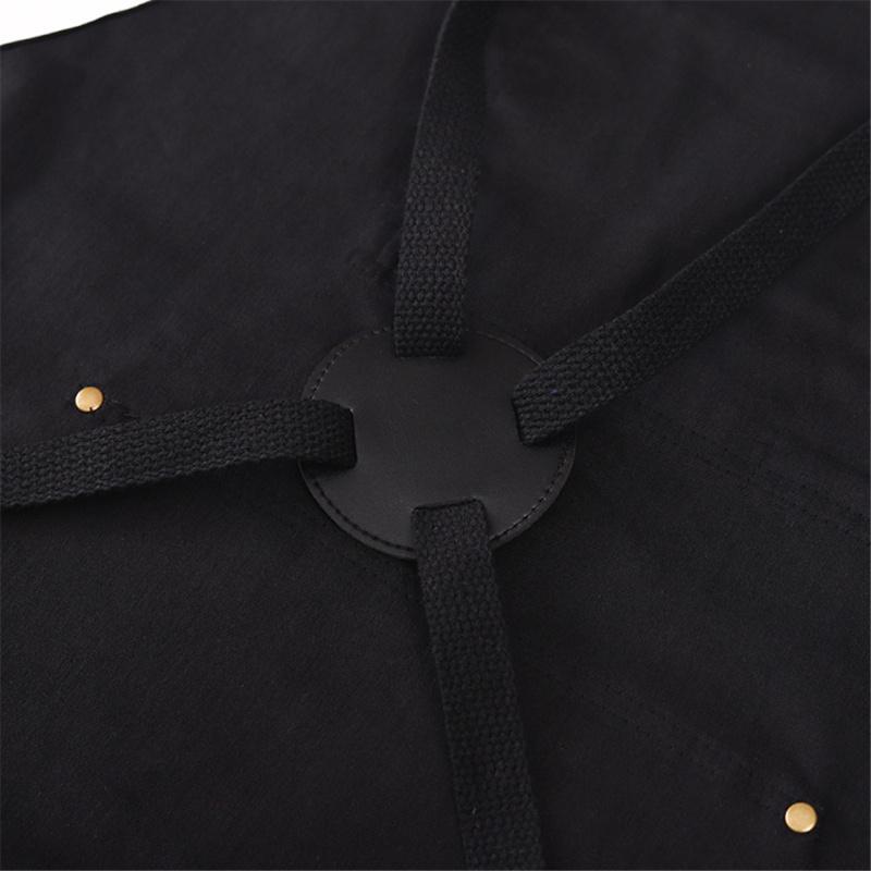 Men Women Denim Barbecue  Apron Adjustable Cross Back Straps Multifunctional Large Pockets Working