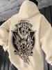 Men's Autumn/Winter Fleece-Lined Hoodie – Quirky "Eye-in-Hand" Print – Versatile, Loose-Fit Casual Athletic Hoodie