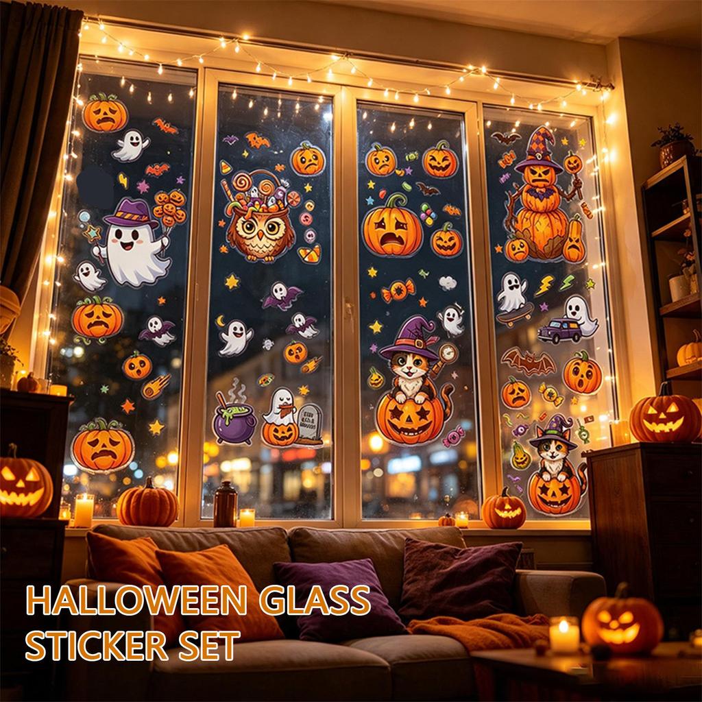 Halloween Glass Sticker Set for - 6 Pack Decorative Decals for Home and