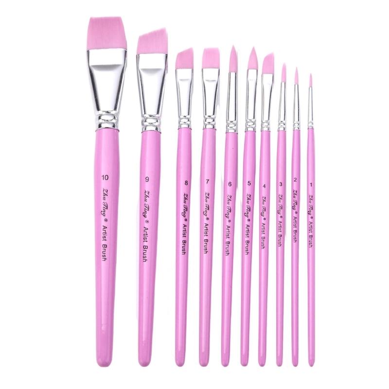 10 шт. Акварельная кисть Нейлоновая кисть для рисования для художника Новичка Акрил Масло Акварель Гуашь Рисование Лицо Тело Искусство