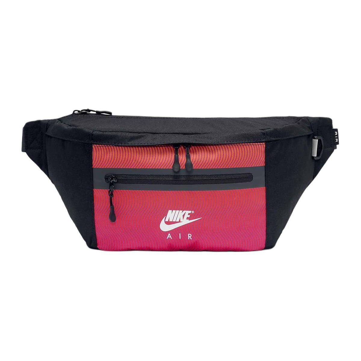 Nike Elemental Premium Fashion Versatile Brand Logo Zipper Shoulder Crossbody Waist Bag Unisex bags Black Red FV8133-010 Black & Red