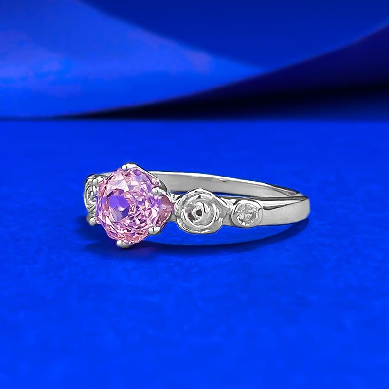 Jewelry One Carat Rose Wreath Papalacha Pink Light Luxury High Sense Rose Cut Ring Beautiful Wedding Ring