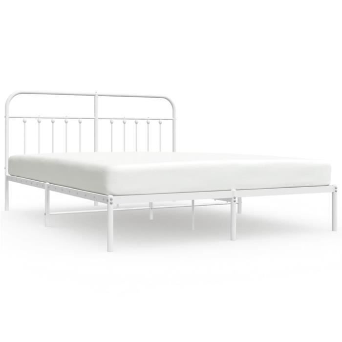 VidaXL Cadre de lit métal avec tête de lit blanc 180x200 cm 352631