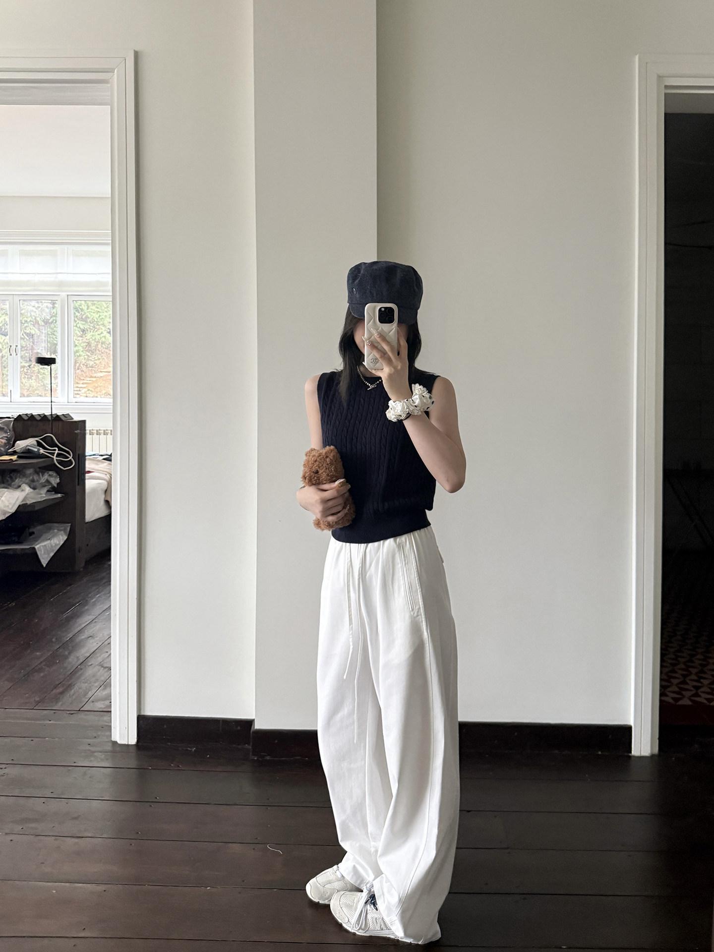 

Effortless White Tencel Cotton Women s Straight-Leg Casual Pants - Cool, Loose, Versatile, New Spring Arrival Medium белый